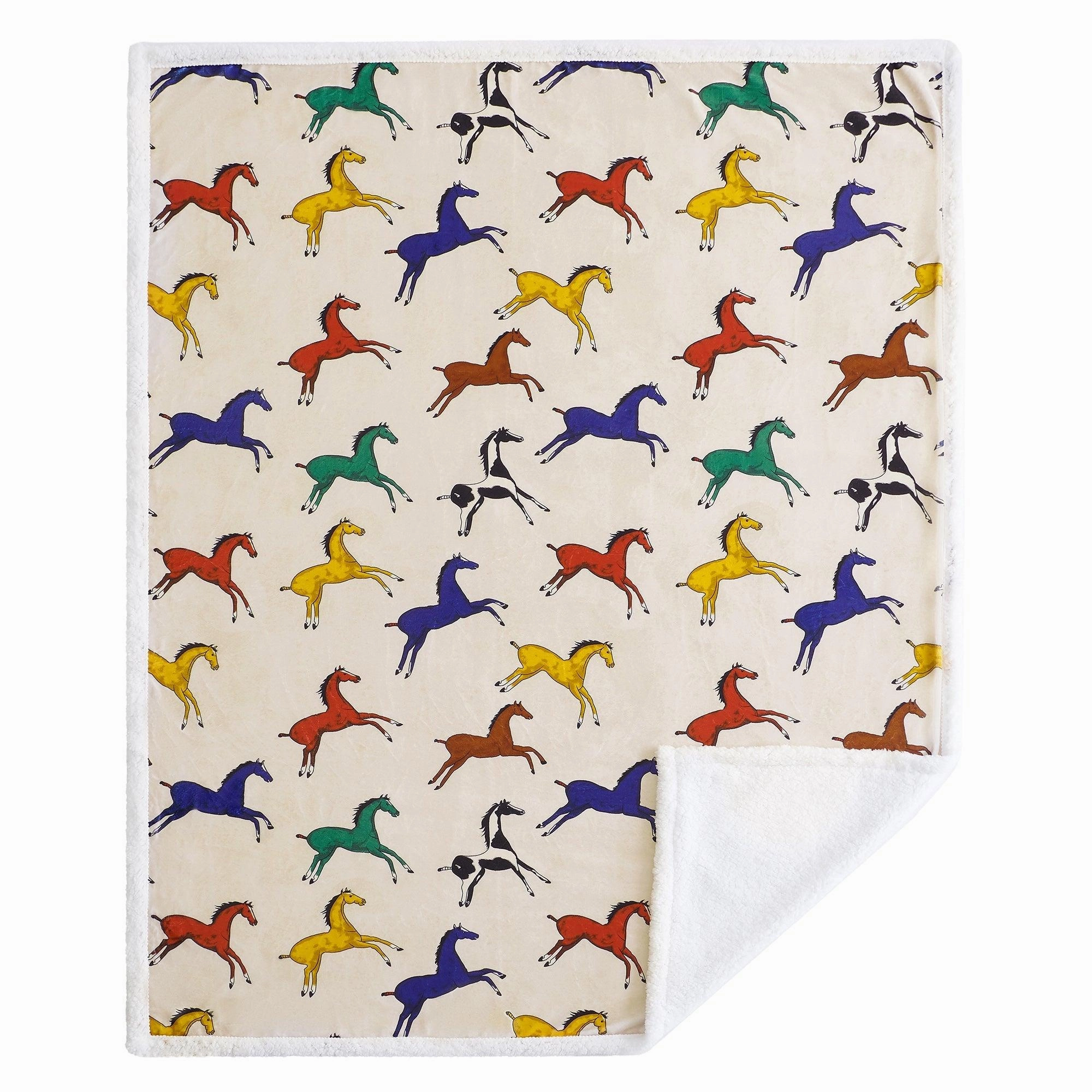 Victorian Horses Campfire Sherpa Throw