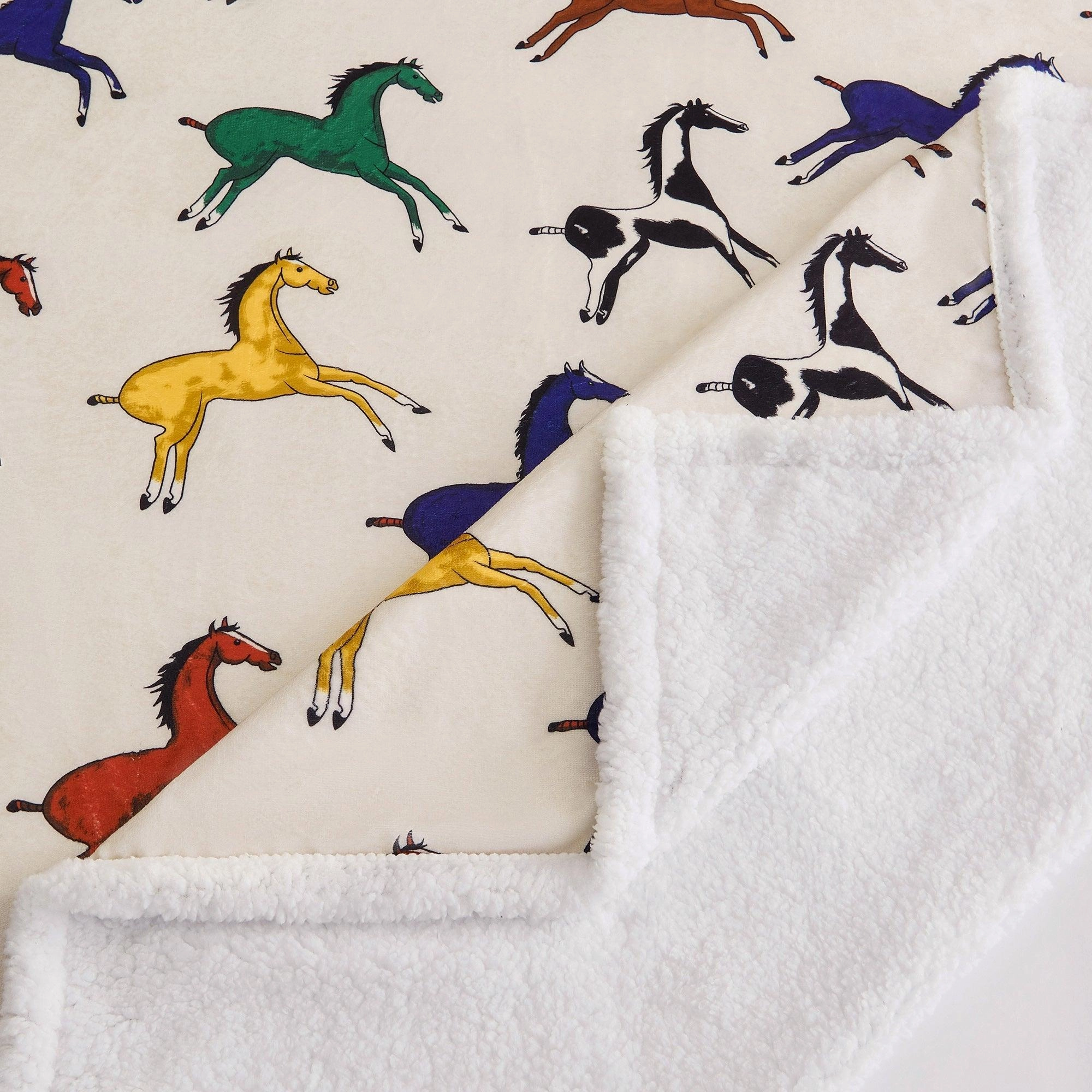 Victorian Horses Campfire Sherpa Throw
