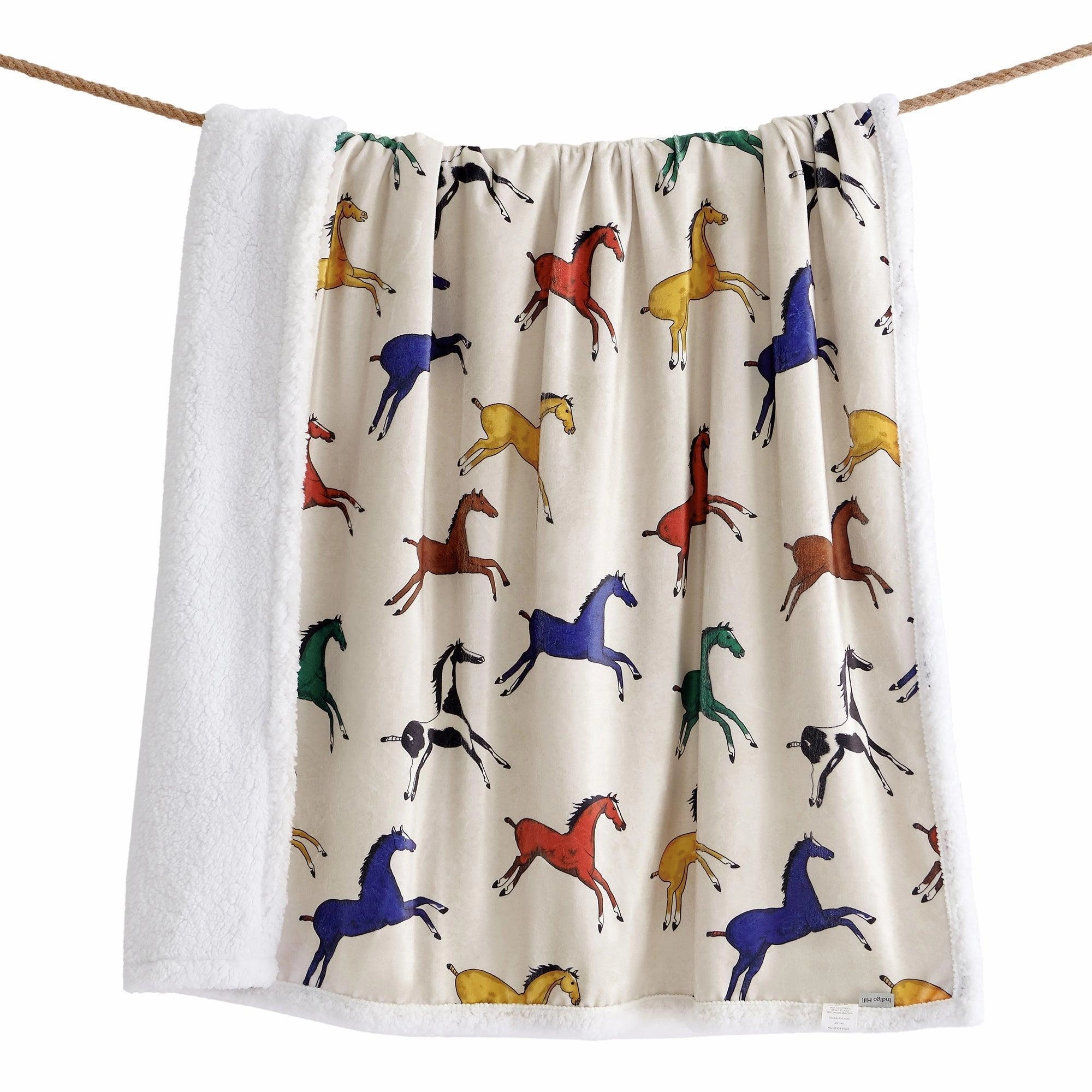 Victorian Horses Campfire Sherpa Throw