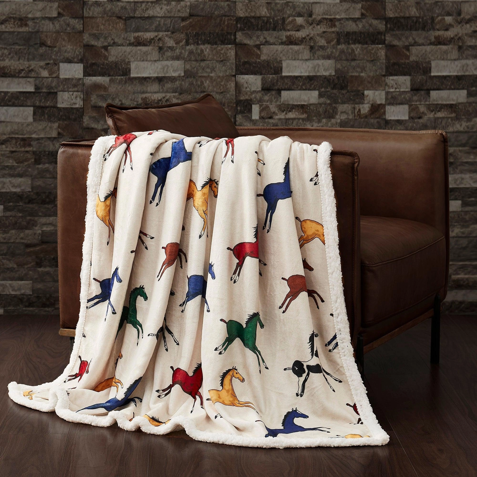 Victorian Horses Campfire Sherpa Throw