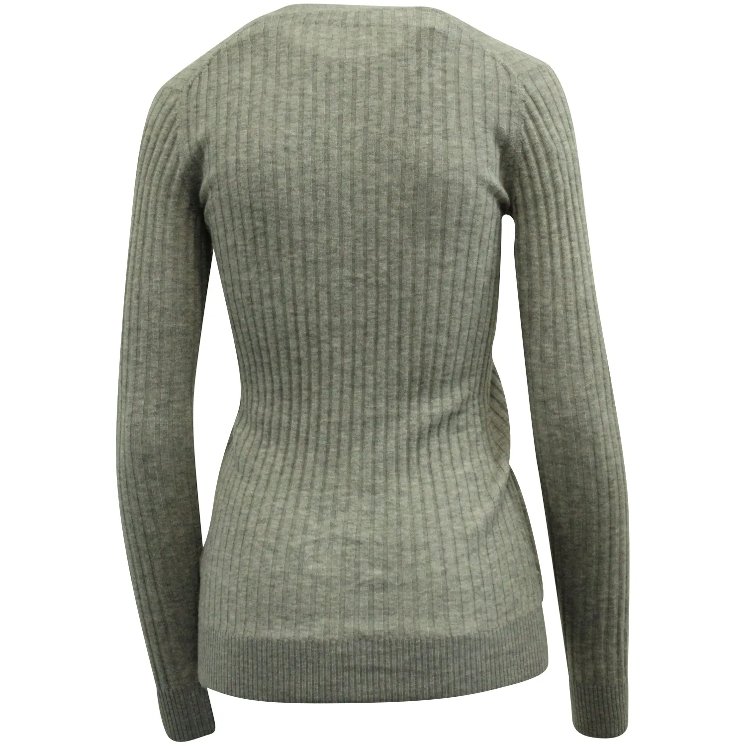 Vince Ribbed Knitted Cardigan in Grey Cashmere