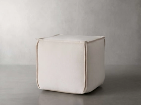 Washed Velvet Square Pouf in Pearl Poufs,round knitted pouf