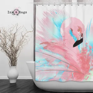 Watercolor Flamingo Shower Curtains and Optional Bath Mats Lighting,Lamps Fixtures
