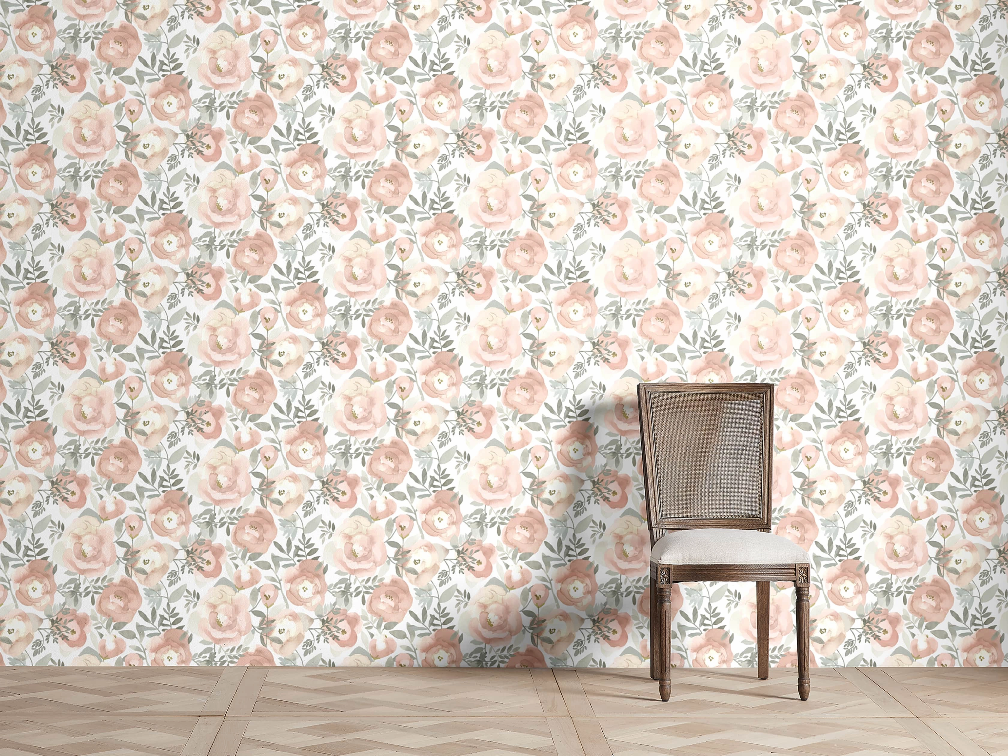 Watercolor Rose Wallpaper Wallpaper,peel and stick wallpaper