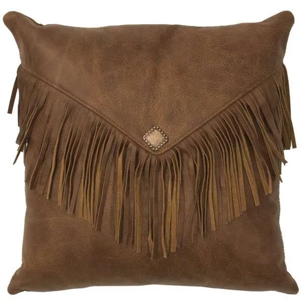 Whiskey Fringed Leather Pillow - Luxurious Western Decor Accent storage cart, utility cart