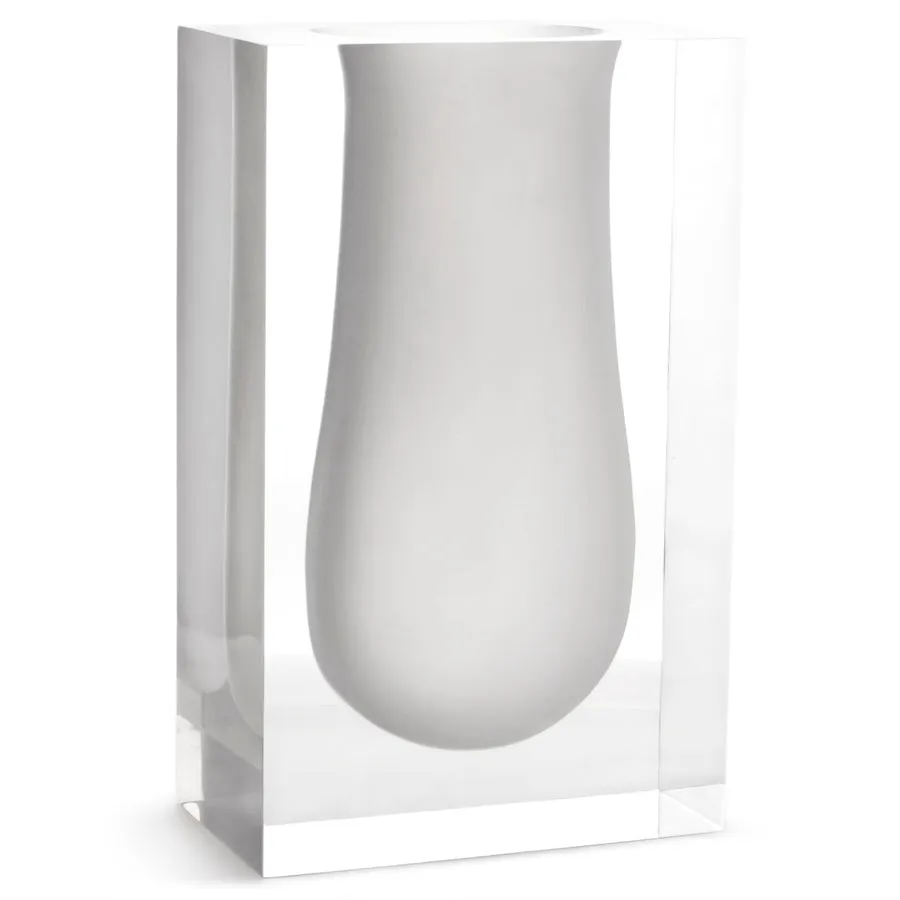 White Acrylic Scoop Vase L | Jonathan Adler Bel Air Vase,Glass Vase