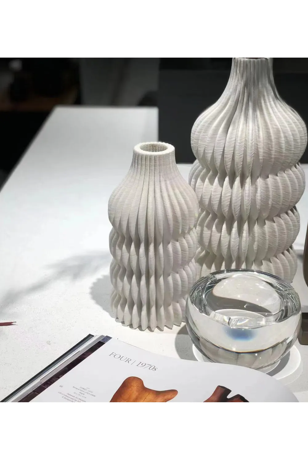 White Ceramic Fluted Vase | Liang & Eimil Iverna