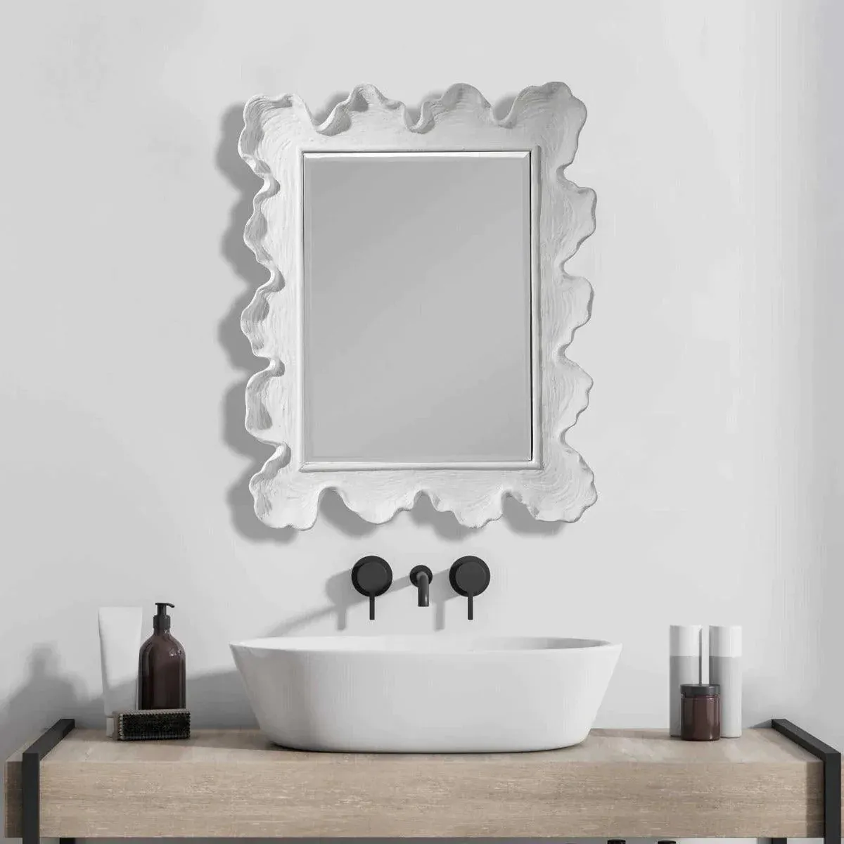White Coral Inspired Scalloped Mirror