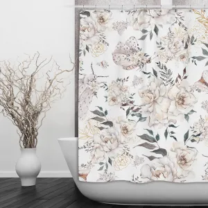 White Night Moth and Flower Shower Curtains and Optional Bath Mats Lighting,Lamps Fixtures
