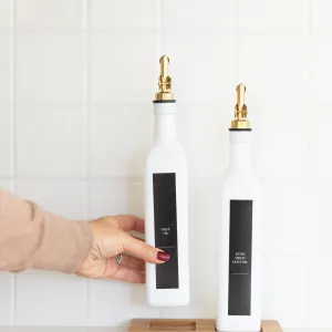 White Oil & Vinegar Bottle with Gold Pourer - 500ml Figurines,Decorative Ornaments