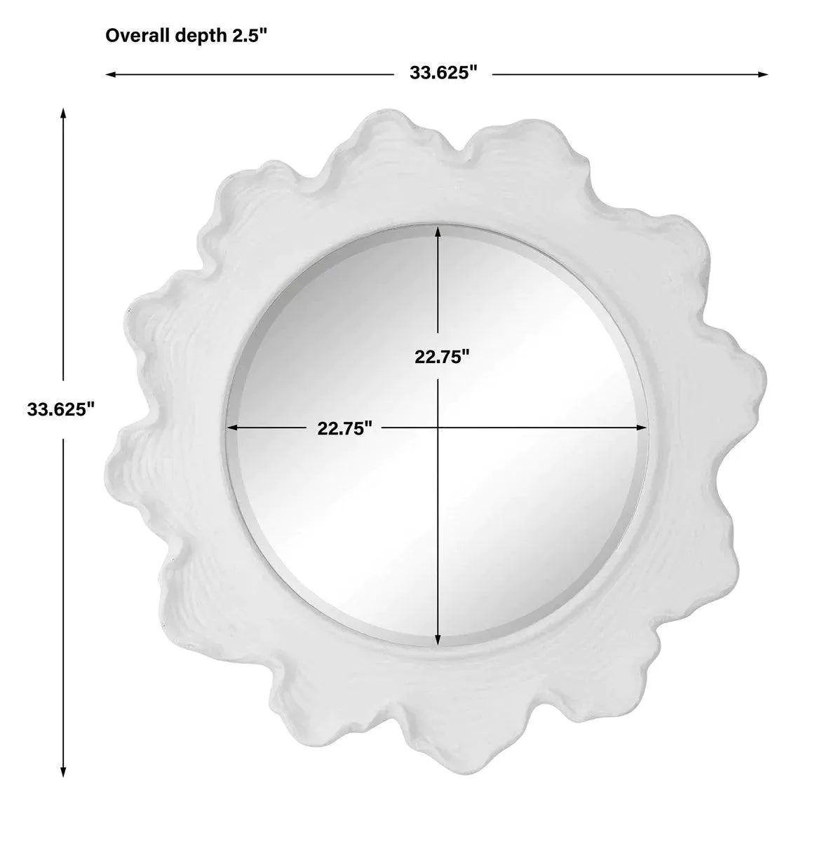 White Sea Coral Design Round Wall Mirror