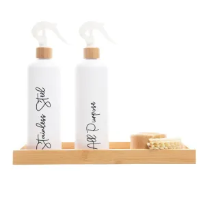 White Spray Bottles with Tray Pack - 500ml Figurines,Decorative Ornaments