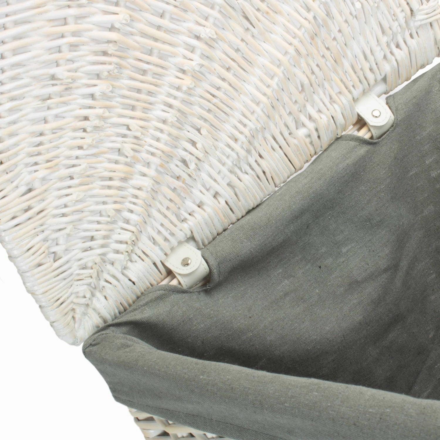 White Wash Willow Corner Laundry Hamper with Grey Sage Lining - Large