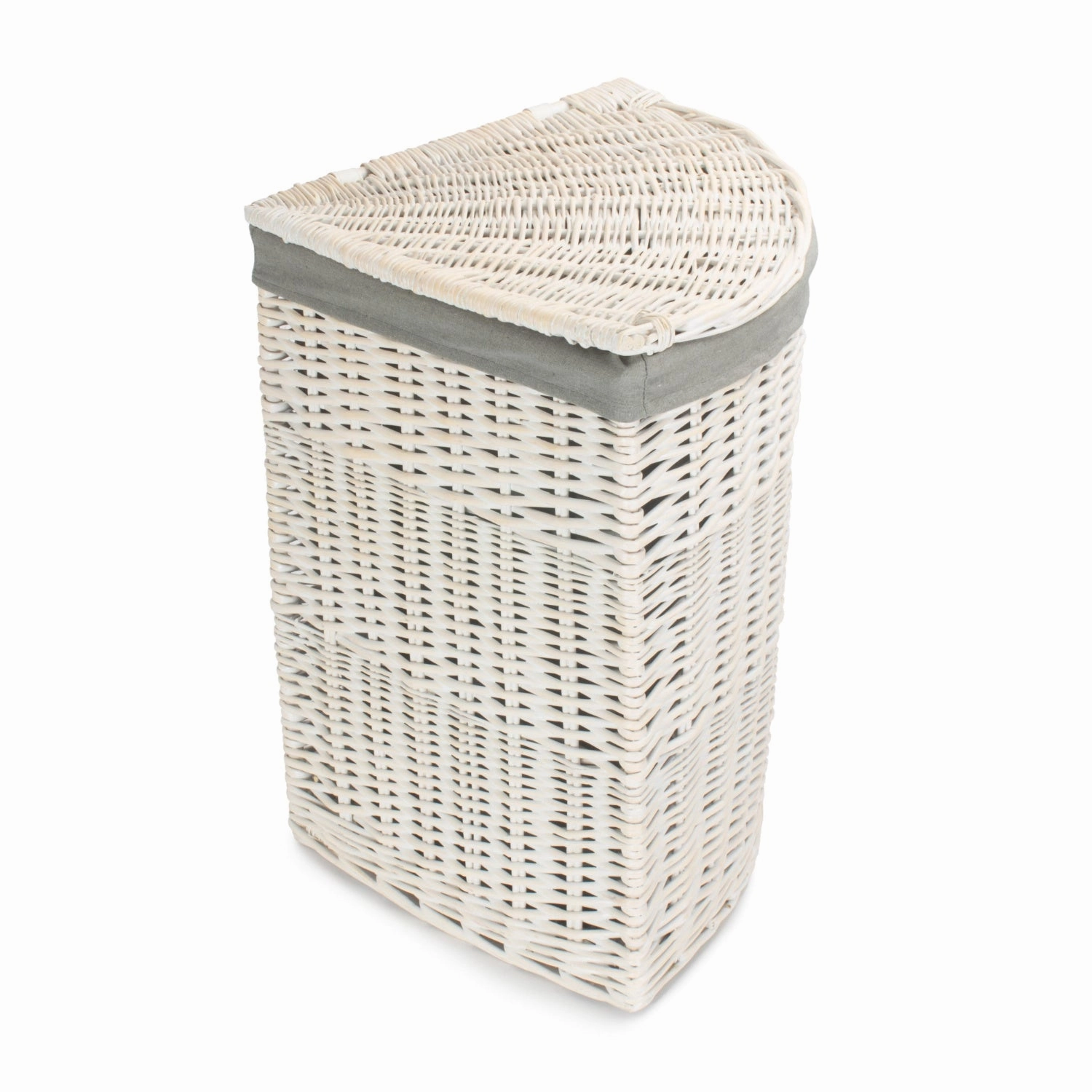White Wash Willow Corner Laundry Hamper with Grey Sage Lining - Large laundry organizer,dirty clothes basket,plastic laundry basket