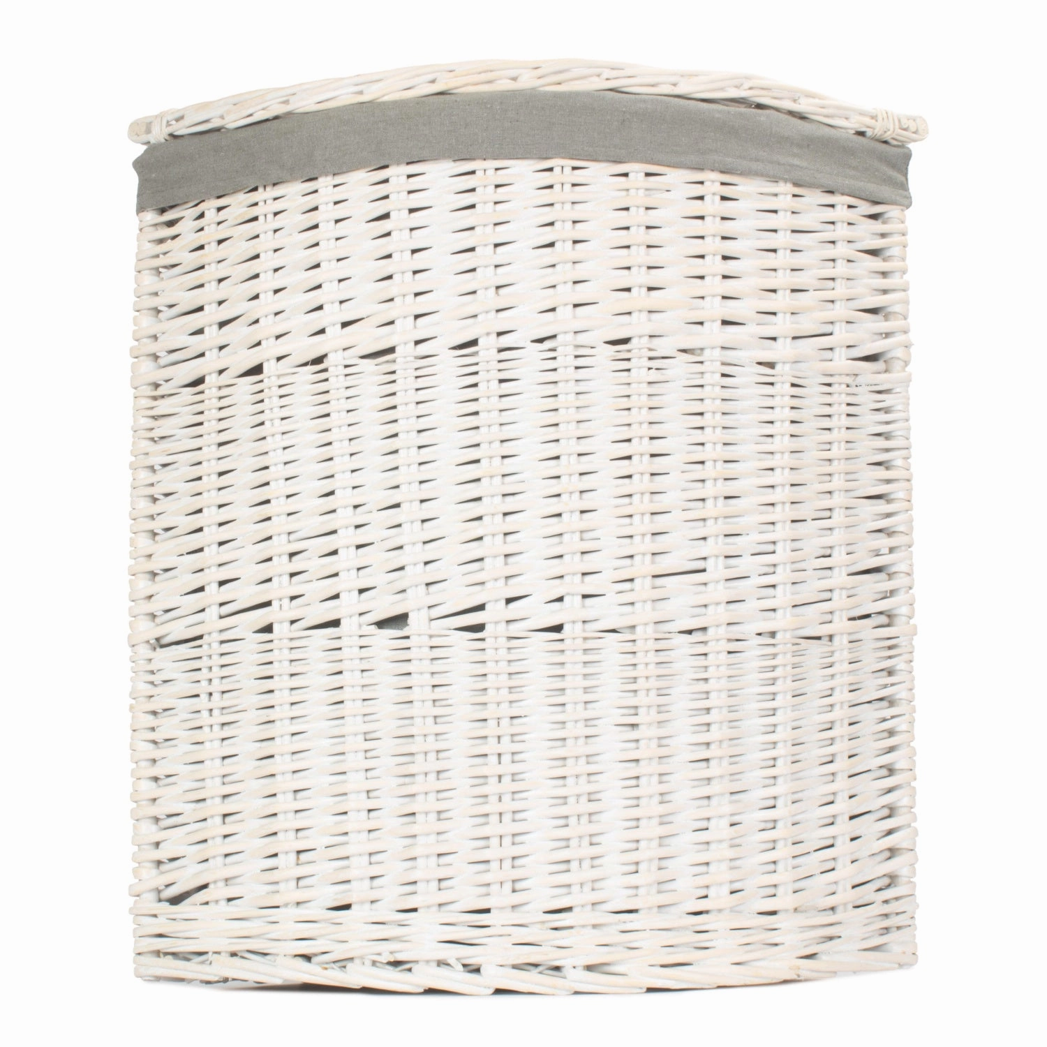 White Wash Willow Corner Laundry Hamper with Grey Sage Lining - Large