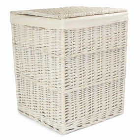 White Wash Willow Square Laundry Hamper with White Lining - Large laundry organizer,dirty clothes basket,plastic laundry basket