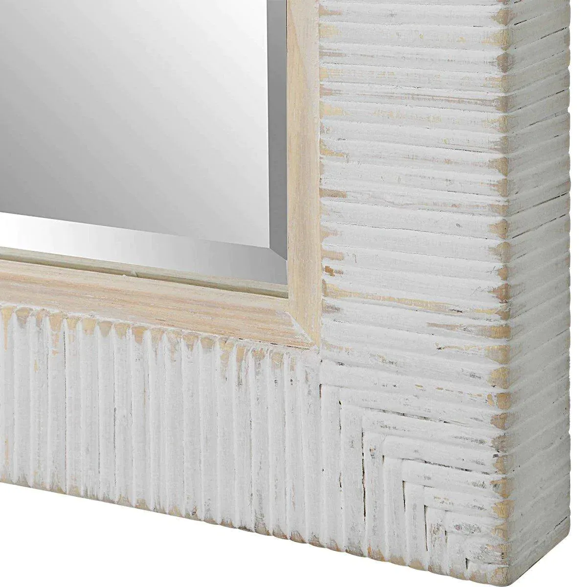 Whitewashed Rattan Wrapped Frame Wall Mirror