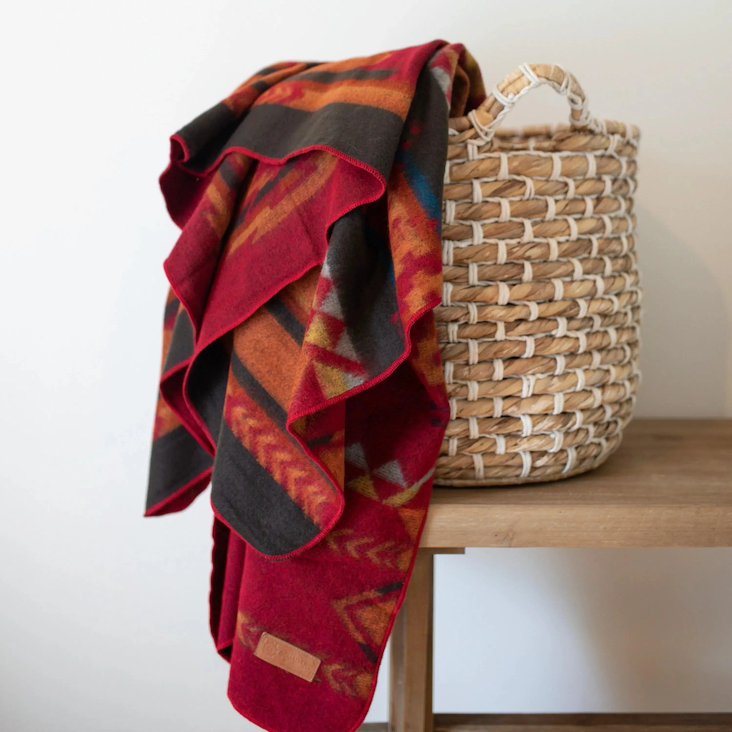 Wildfire Red Handwoven Blanket storage cart, utility cart