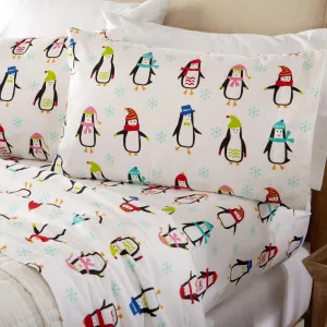 Winter Penguins Cotton Flannel Sheets shower bench, bathroom seat