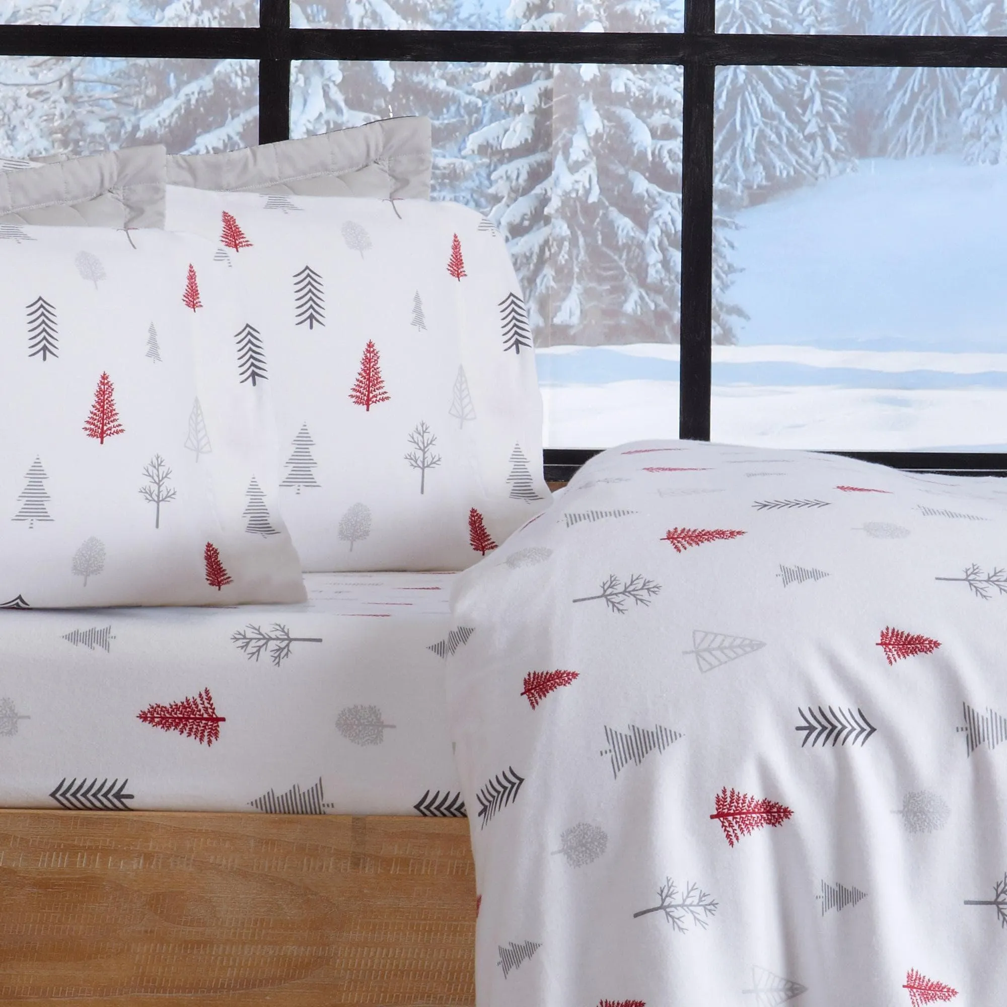 Winter Trees Cotton Sheet Set shower bench, bathroom seat