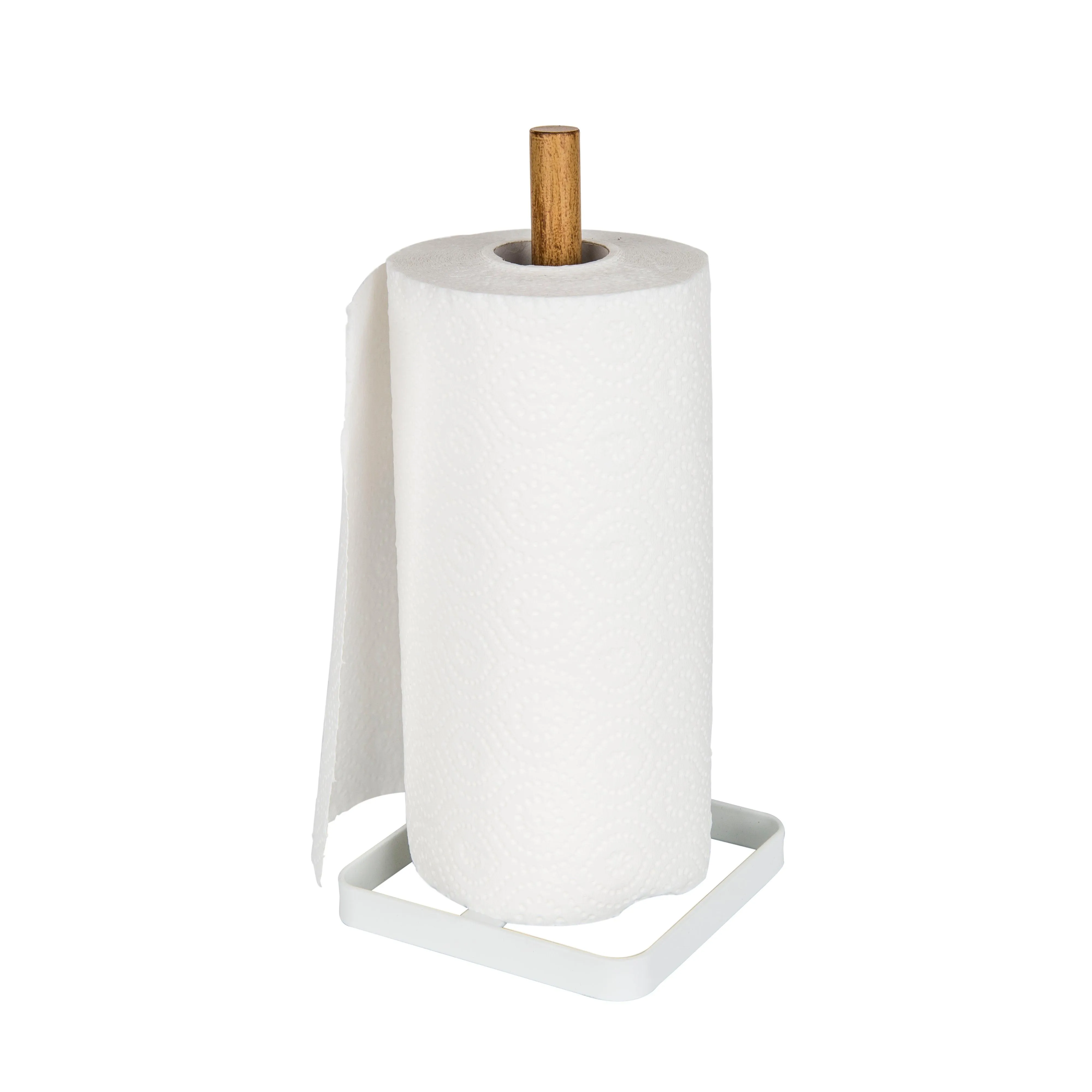 Wire & Bamboo Paper Towel Holder