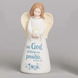 With God All Things Are Possible Small Angel Figurine Decorative Mirror,Home Decor Mirror