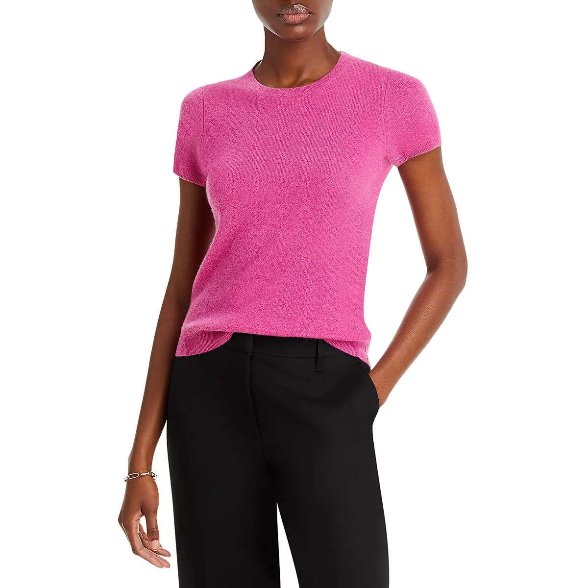 Womens Cashmere Short Sleeves Pullover Sweater