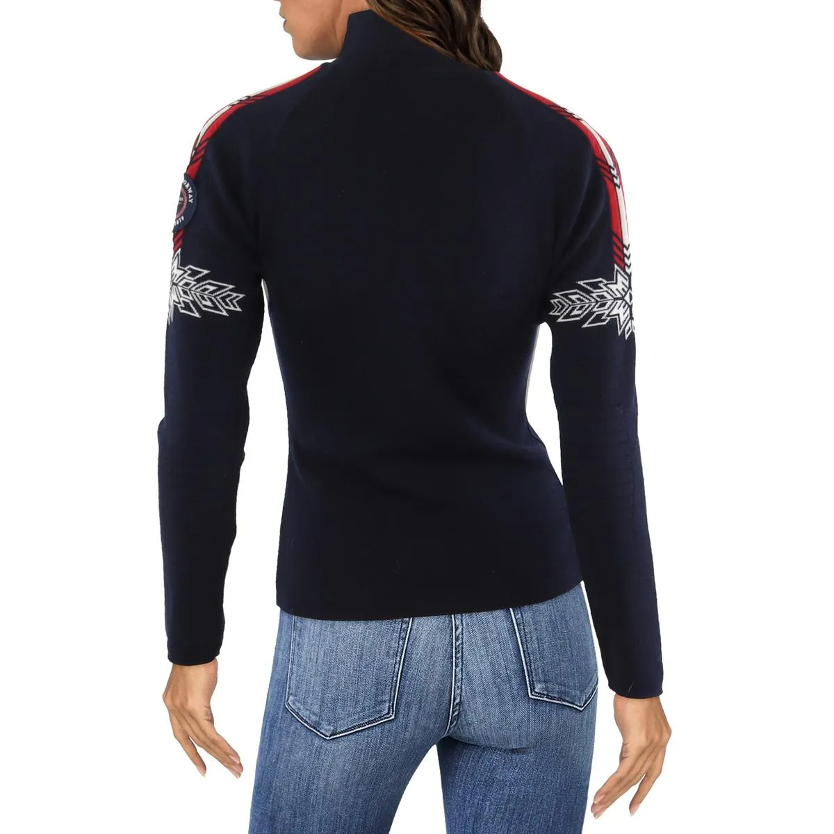 Womens Contrast Trim Knit Full Zip Sweater