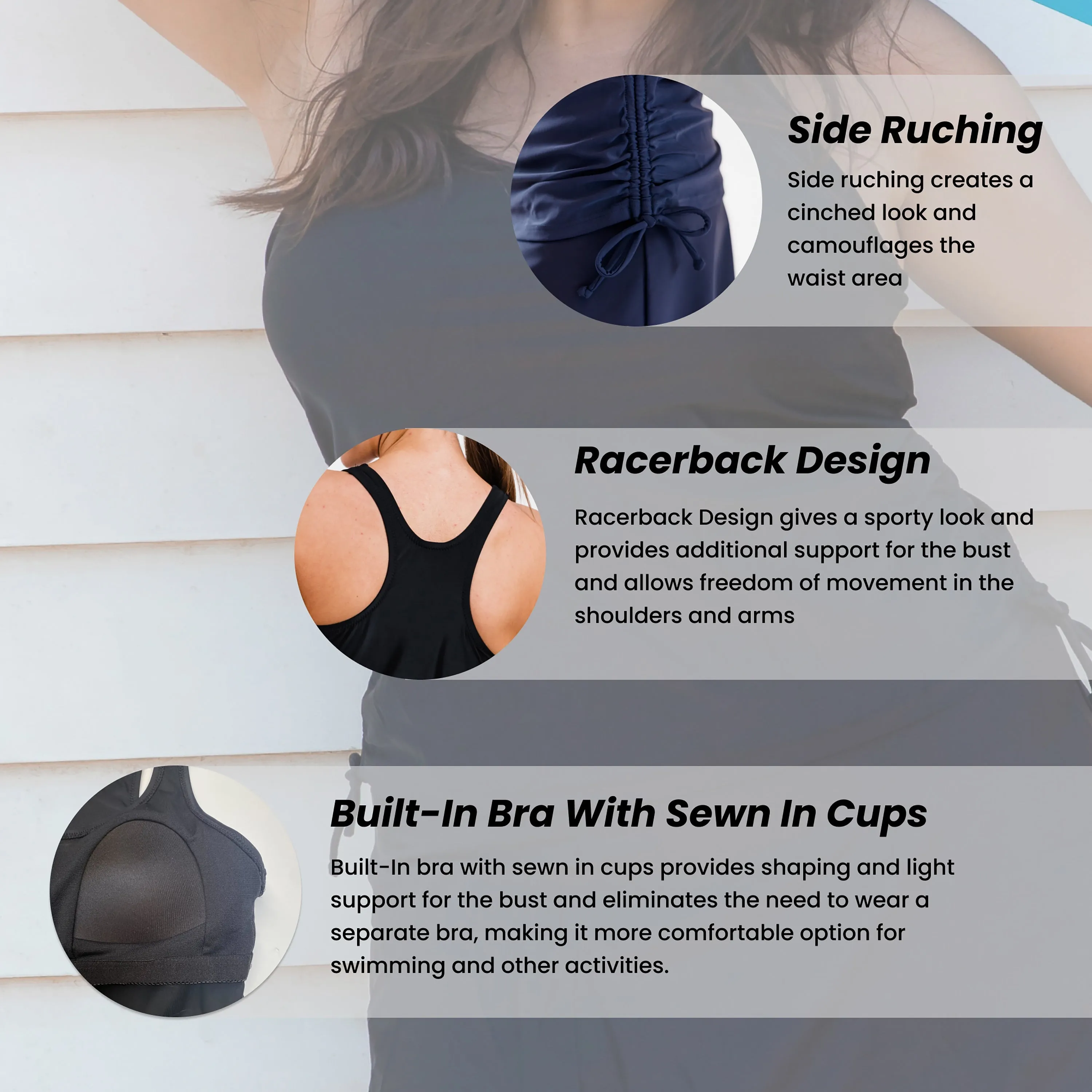 Women's Maya Tankini Swim Top With Built-in Bra