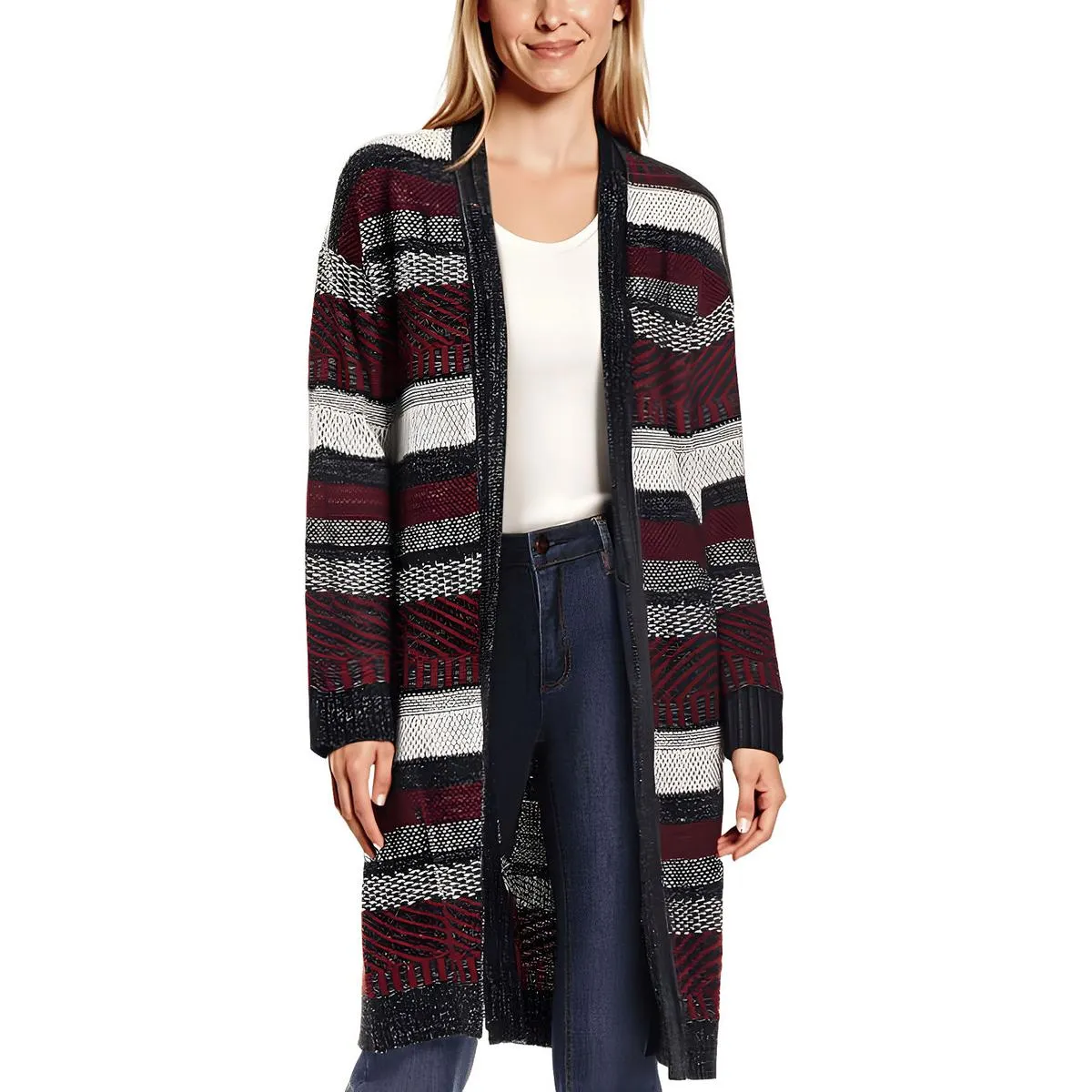 Womens Metallic Knit Cardigan Sweater