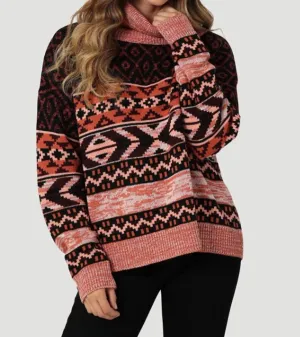 Women's Retro Turtleneck Sweater In Burgundy