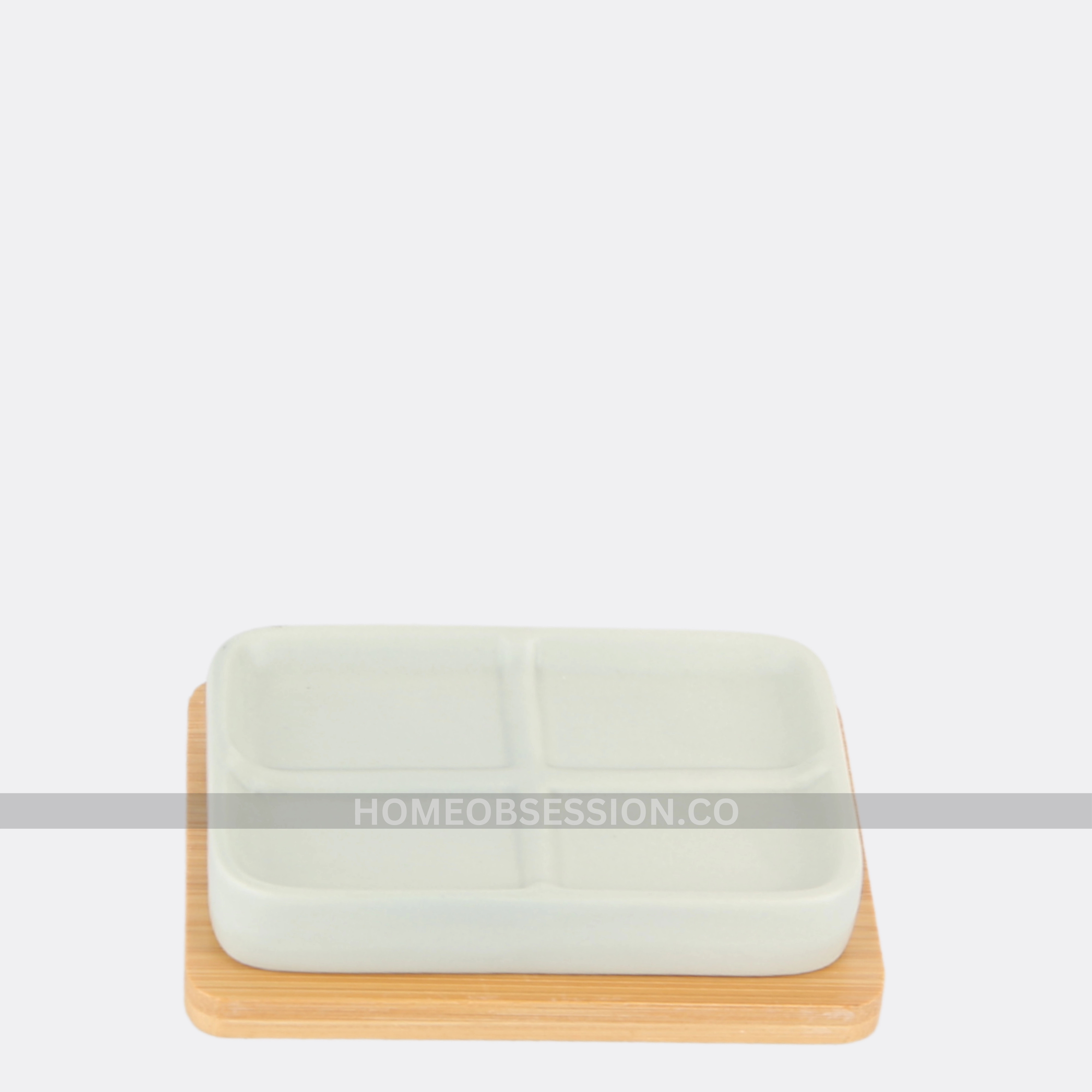 Wooden & Ceramic Grey Bath Set