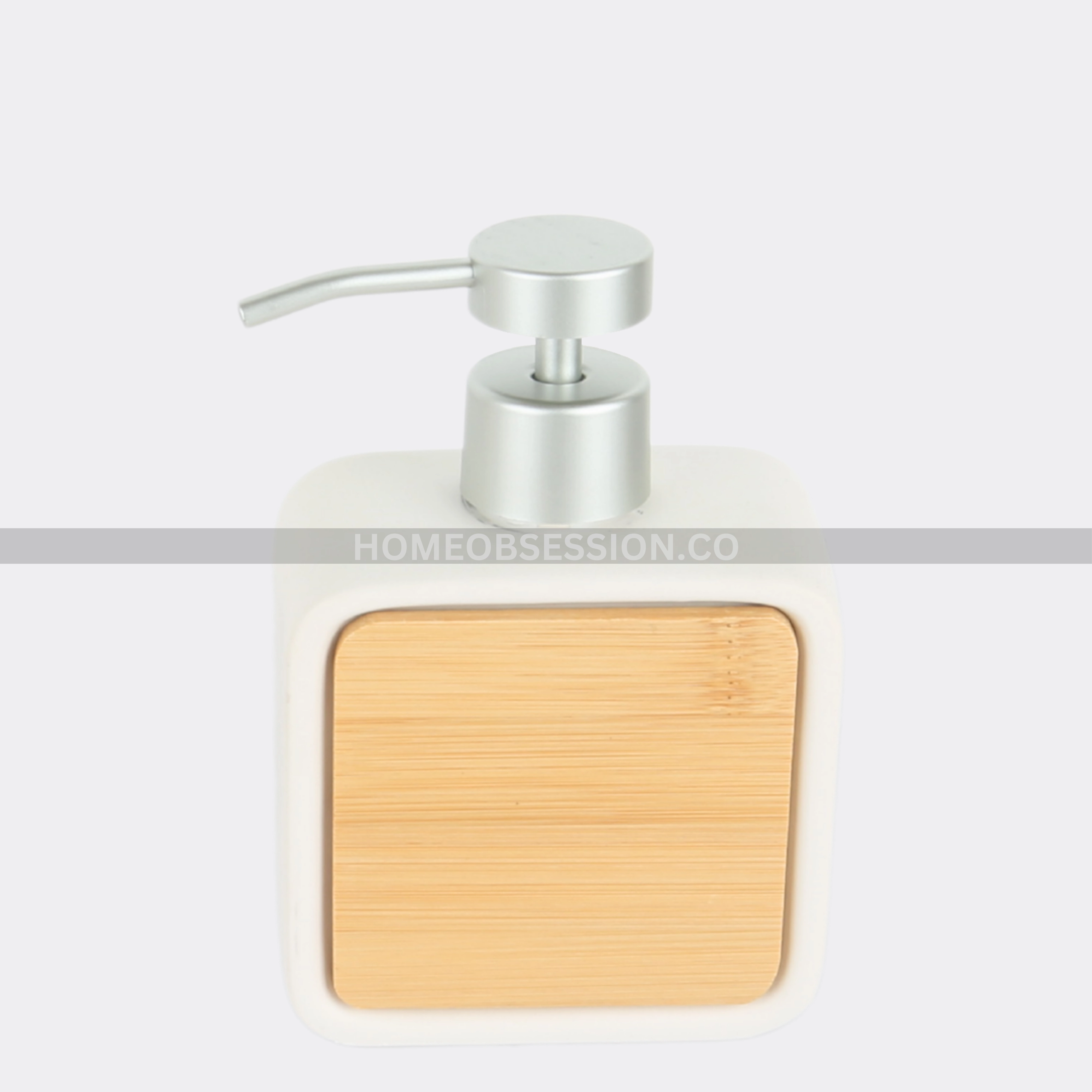 Wooden & Ceramic White Bath Set