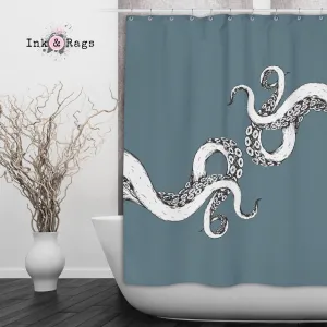 Wrapped in Tentacles Ocean Blue Octopus Shower Curtains and Optional Bath Mats Lighting,Lamps Fixtures