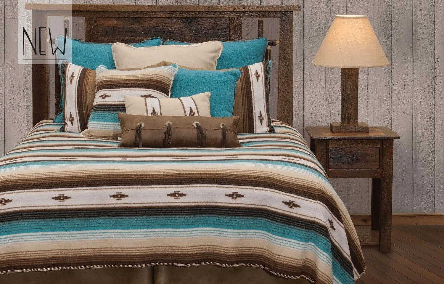 Yara Turquoise Wool Throw Blanket