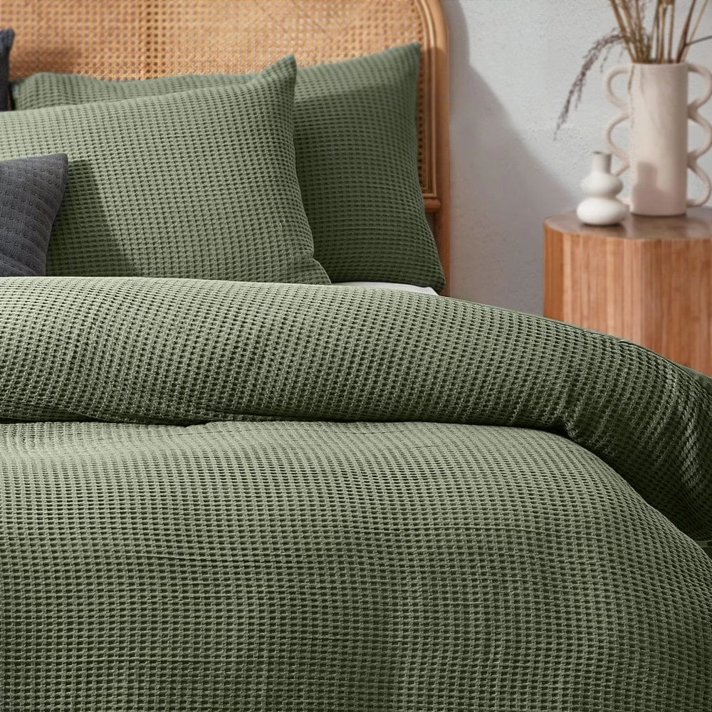 Yard Chunky Waffle Duvet Cover Set Eucalyptus
