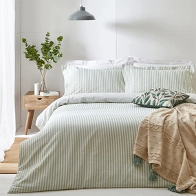 Yard Hebden Mlange Stripe 100% Cotton Duvet Cover Set Eucalyptus Bedding,luxury bedding sets