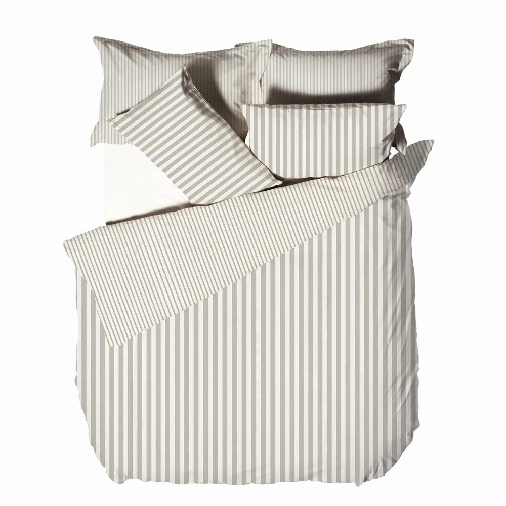 Yard Hebden Mlange Stripe 100% Cotton Duvet Cover Set Natural