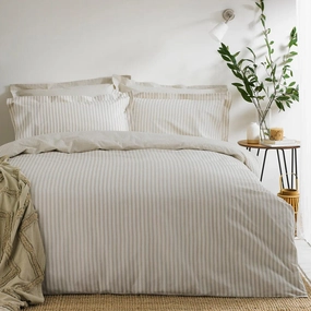 Yard Hebden Mlange Stripe 100% Cotton Duvet Cover Set Natural Bedding,luxury bedding sets