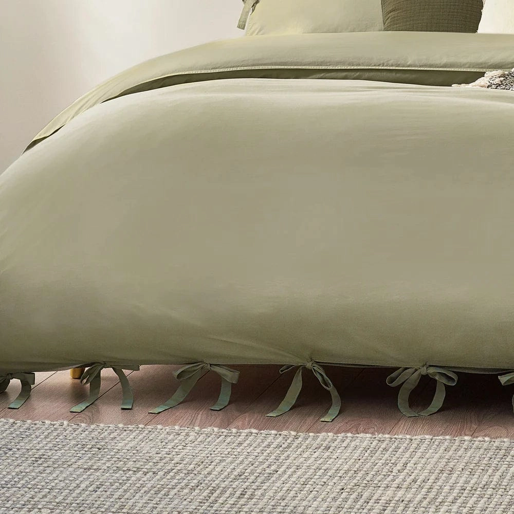 Yard Mallow Bow Tie Duvet Cover Set Soft Sage