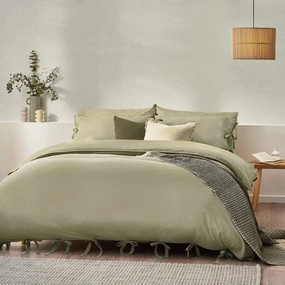 Yard Mallow Bow Tie Duvet Cover Set Soft Sage Bedding,luxury bedding sets