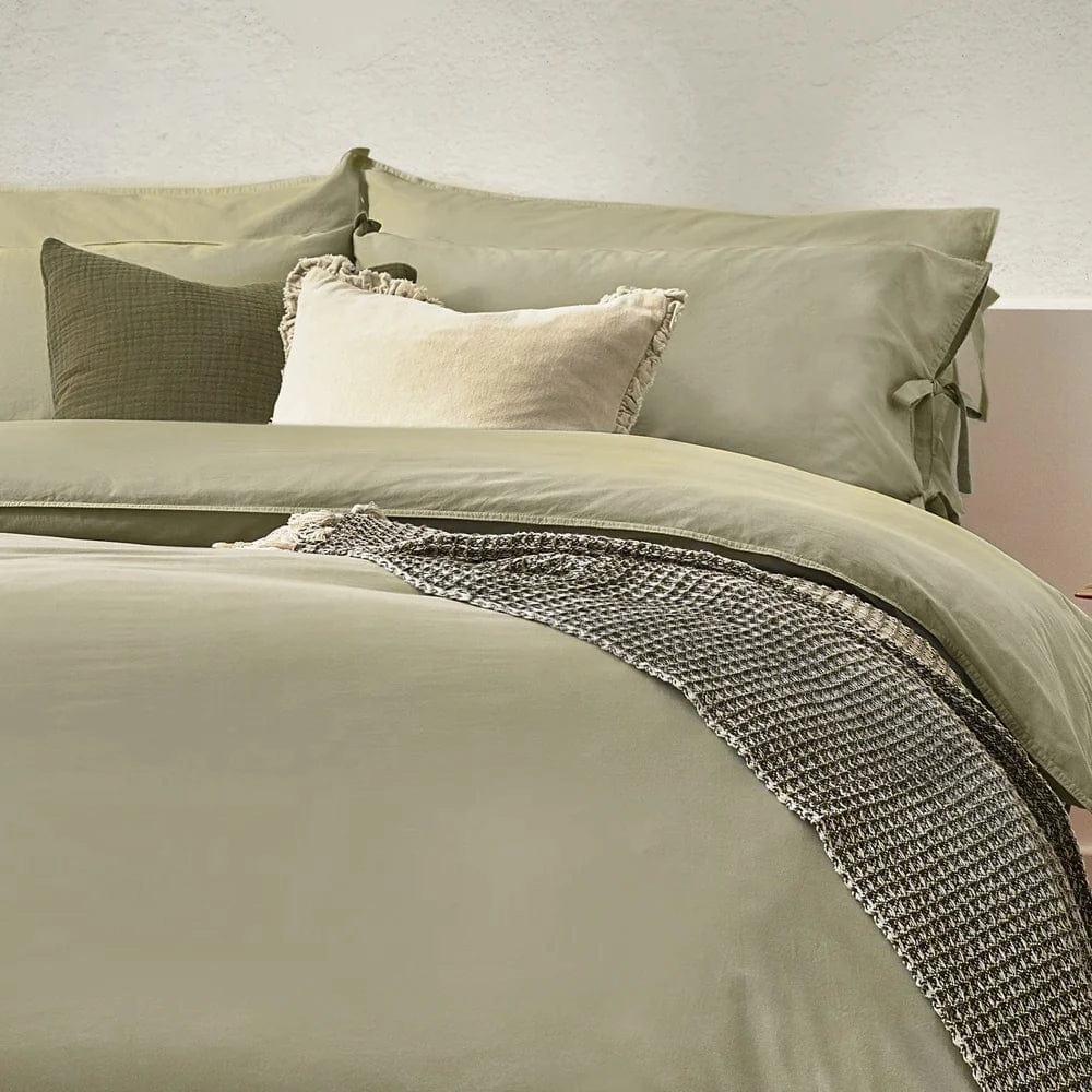 Yard Mallow Bow Tie Duvet Cover Set Soft Sage