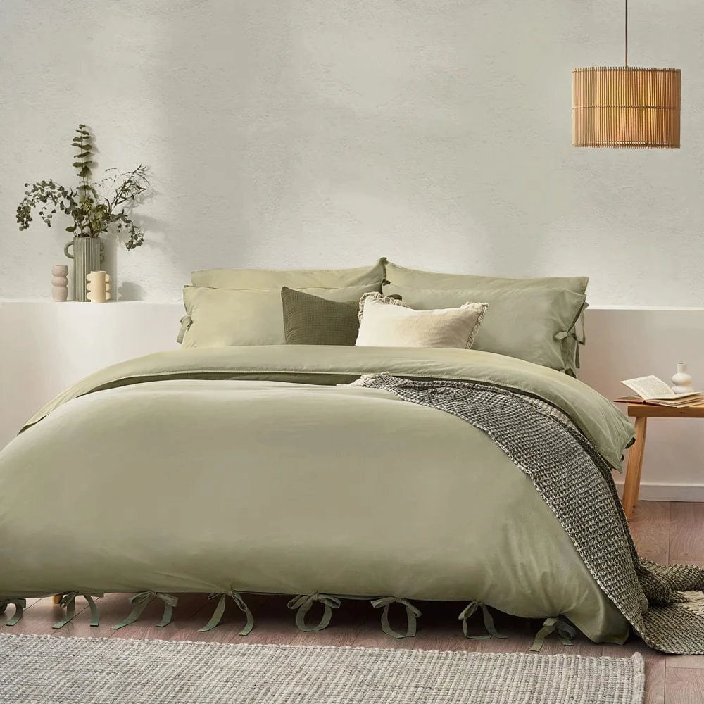 Yard Mallow Bow Tie Duvet Cover Set Soft Sage Bedding,luxury bedding sets