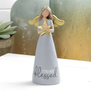 You are Blessed Angel Figurine Holding Gold Star Decorative Mirror,Home Decor Mirror