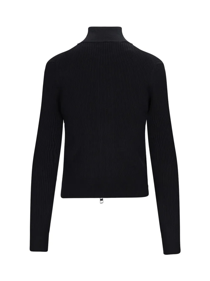 Zip Logo Cardigan  Black