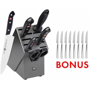 Zwilling 7-Piece Tradition Knife Block Set with Bonus Steak Set 1019241 jute rug, burlap rug